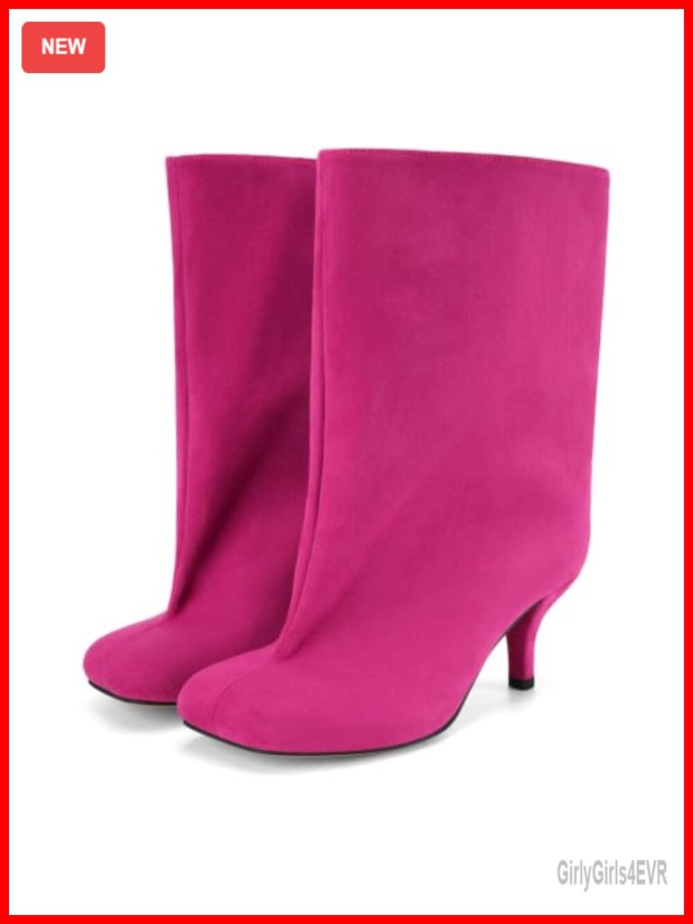 Kitten Heel Pull-On Square Toe Suede Ankle Boots Wide Calf Slouch Booties